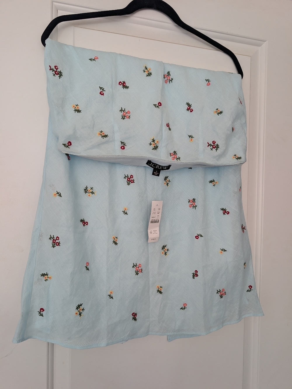 J. Crew Pale Blue Embroidered Midi Slip Skirt (NWT)
